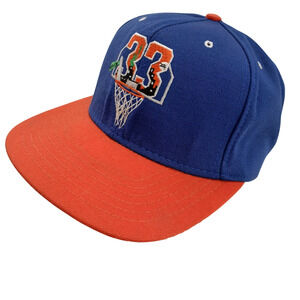 VTG 90s NY Schoolem Graffiti #33 Snapback Hat Blue Orange Cap NBA Retro Style